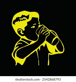 Kids drinkig milk trendy artwork perfect abstract vector illustration colorful practical design.eps