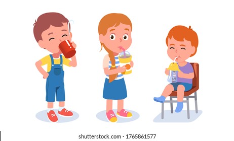 kids drinking water cartoon