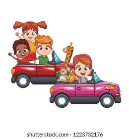 kids driving two cars