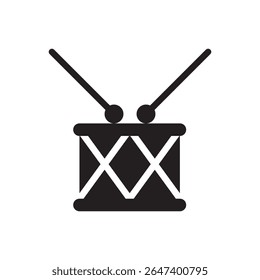 Kids drum icon. Toy drum with sticks, suitable for music, children, or instrument themes.