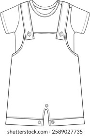 kids dungaree outline artwork print vector art.