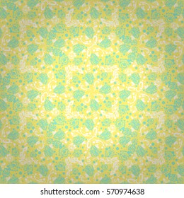Kids Easter yellow fancy seamless pattern in flower style. Equable mosaic repeatable backdrop. Vector background.
