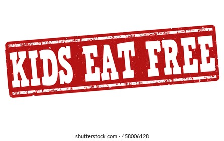 Kids eat free grunge rubber stamp on white background, vector illustration