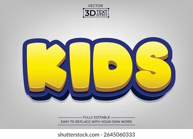 Efecto de texto 3D editable para niños
