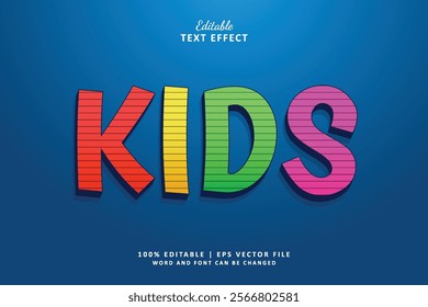 kids editable text effect funny style 3d colorful. Perfect for child education back to school promotion