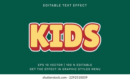 Kids editable text effect template in 3d style. Suitable for brand or business logos