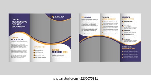 Kids education admission trifold brochure template design.