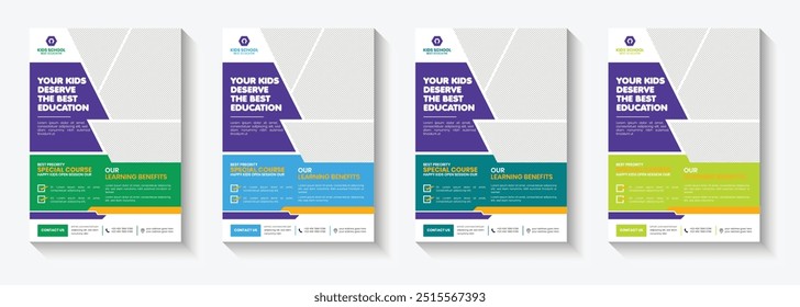 Kids Education Flyer - school education admission flyer poster template bundle,kids education leaflet brochure, cover layout School Admission Open Flyer Design Template Vector Education Center poster,