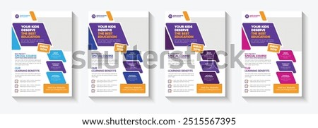 Kids Education Flyer - school education admission flyer poster template bundle,kids education leaflet brochure, cover layout School Admission Open Flyer Design Template Vector Education Center poster,