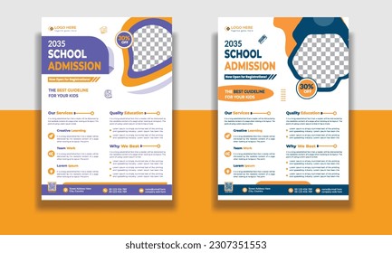 Kids Education Flyer Template, Admission flyer template, brochure layout School Admission Open Flyer Design Template Vector Education poster, Kids back to school education flyer.