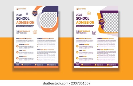 Kids Education Flyer Template, Admission flyer template, brochure layout School Admission Open Flyer Design Template Vector Education poster, Kids back to school education flyer.