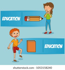 kids with education icons