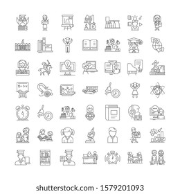 Kids education linear icons, signs, symbols vector line illustration set