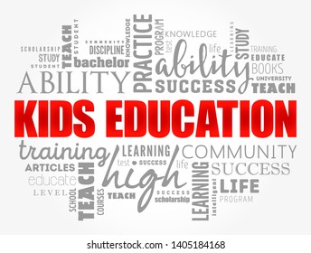 Kids Education word cloud collage, education concept background