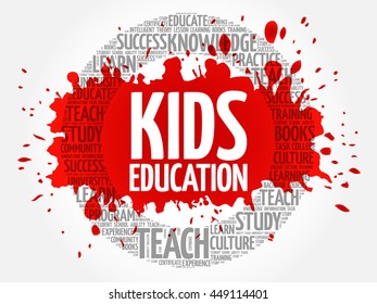 Kids Education word cloud collage, education concept background