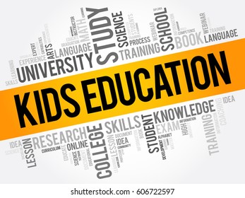 Kids Education word cloud collage, education concept background