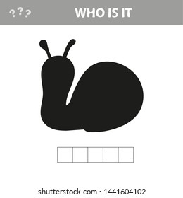 Kids educational puzzle game with snail shadow - Crossword puzzle