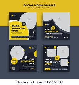 Kids educational social media banner school admission web banner. admission template
