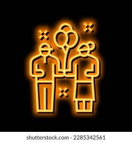 kids enjoying in amusement park neon light sign vector. kids enjoying in amusement park illustration