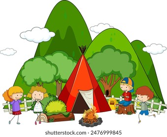 Kids enjoying a camping trip outdoors