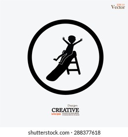 kids enjoying on slide.kid play slide.vector illustration.