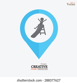 kids enjoying on slide.kid play slide.vector illustration.