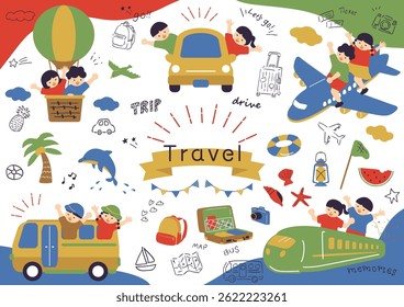 Kids enjoying a trip by different modes of transport