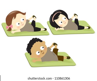 Kids exercising on mat