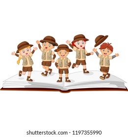 Kids Explorer On Top of an Open Story Book