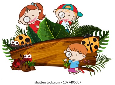 Kids Exploring the Nature Banner illustration