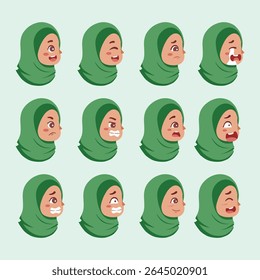 kids expression wearing green hijab