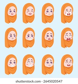 kids expression wearing hijab oranye