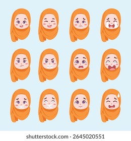 kids expression wearing hijab oranye
