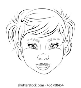 Kids Face Black White Drawing Stock Vector (Royalty Free) 456738454 ...