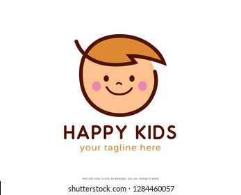 Kids Face Logo Template Design Vector, Emblem, Concept Design, Creative Symbol, Icon