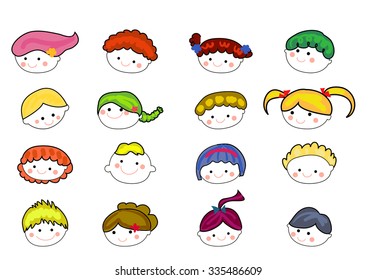 Kids Face Set Stock Vector (Royalty Free) 335486609