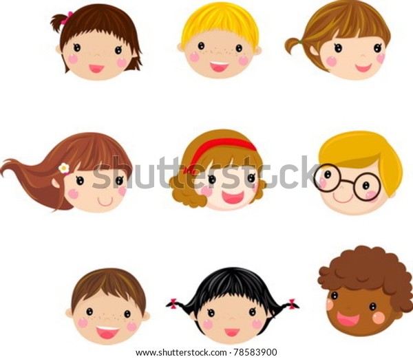 Kids Face Set Stock Vector (Royalty Free) 78583900 | Shutterstock