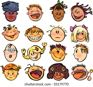 Kids Faces Stock Vector (Royalty Free) 33179770