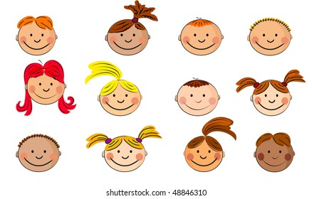 Kids Faces Stock Vector (Royalty Free) 47663446