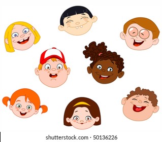 Kids Faces Set Stock Vector (Royalty Free) 50136226 | Shutterstock