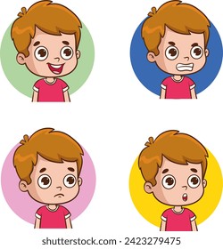 niños rostros mostrando diferentes emociones vectorial Ilustración 