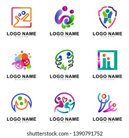 kids and family logo set