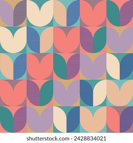 Kids fashion geometric seamless pattern. Fashion 80 90s. Trendy design with basic shapes. 