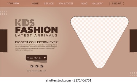 Kids Fashion Landing Page Design With Typographic Background