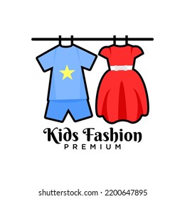 Kids Fashion Logo. Logo For Kids Fashion Shop. Kids Clothes Illustration