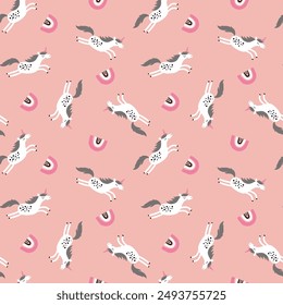 kids fashion print design with cute unicorn and rainbow drawing as vector
