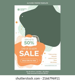 Kids fashion sale special offer A4 flyer or poster design template