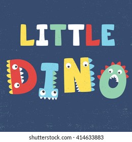 kids fashion tee print design with dinosaur typo