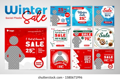 Kids Fashion Winter Sale Social Media Post Template Collection