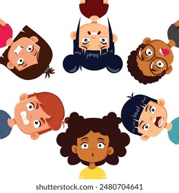 
Kids Feeling Different Emotions Vector Cartoon illustration. Group of friends experiencing different emotional moods
